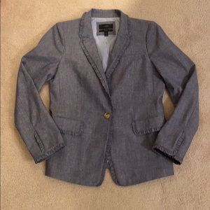 J.Crew denim ruffle blazer